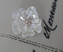 Load image into Gallery viewer, Camellia Brooch Pearl & Rhinestone Pin