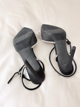 Load image into Gallery viewer, Black Satin Rhinestone Bow Heels For Women