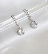 Load image into Gallery viewer, Sterling Silver Crystal Hoop Earrings