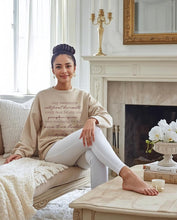 Load image into Gallery viewer, The fall season’s coziest Fall Nostalgia graphic women&#39;s sweatshirts 2025. Shop our heavyweight crewneck autumn sweatshirts with rich burgundy cursive typography
