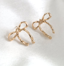 Load image into Gallery viewer, Gold Tone Knot Bow Mini Stud Earrings
