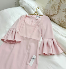 Load image into Gallery viewer, Elegant Blush Pink Ruffle Sleeve Dress
