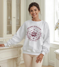 Load image into Gallery viewer, Stars Hollow sweatshirt, Gilmore Girls sweatshirt, Stars Hollow crewneck, cozy fall sweatshirt, burgundy crest sweatshirt, sand ash white sweatshirt, vintage style sweatshirt, cozy gift for her, classic town sweatshirt, coffee lover sweatshirt, Lukes Diner sweatshirt, Dragonfly Inn sweatshirt, soft cotton sweatshirt, heavyweight crewneck, nostalgic sweatshirt, TV show sweatshirt, comfy winter sweatshirt
