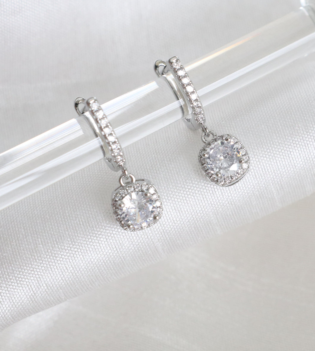 Sterling Silver Crystal Hoop Earrings