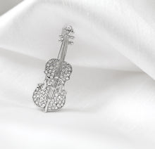 Load image into Gallery viewer, Violin Rhinestone Brooch  Pin
